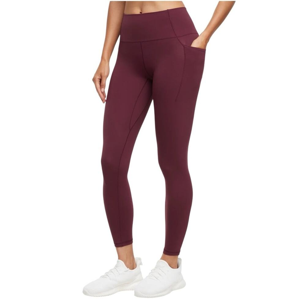 Marika Deep Burgundy High Rise Leggings Pockets Size Medium